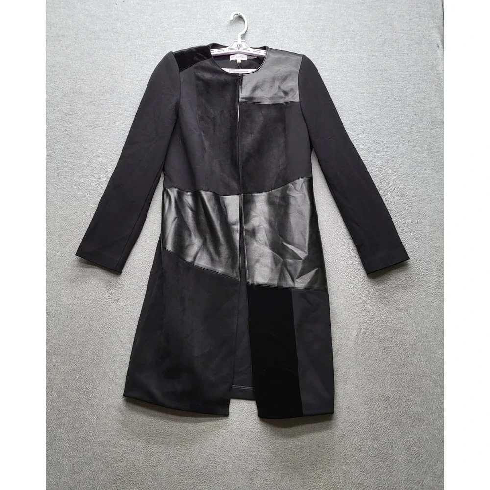 Calvin Klein Women Jacket 8 Black Faux Suede Leather Topper M9HCX182